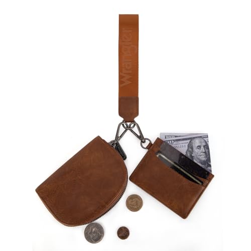 Image of Wrangler KeyChain Wallet Wristlet Wallets for Women Dual Pouch Wristlet with Zipper Womens Credit Card Holder Wallet