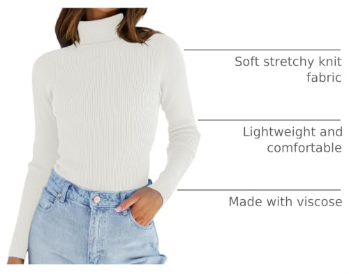 Image of ZESICA Women's Turtleneck Long Sleeve Shirts 2026 Spring Trendy Tops Slim Fitted Ribbed Knit Basic Casual Sweater