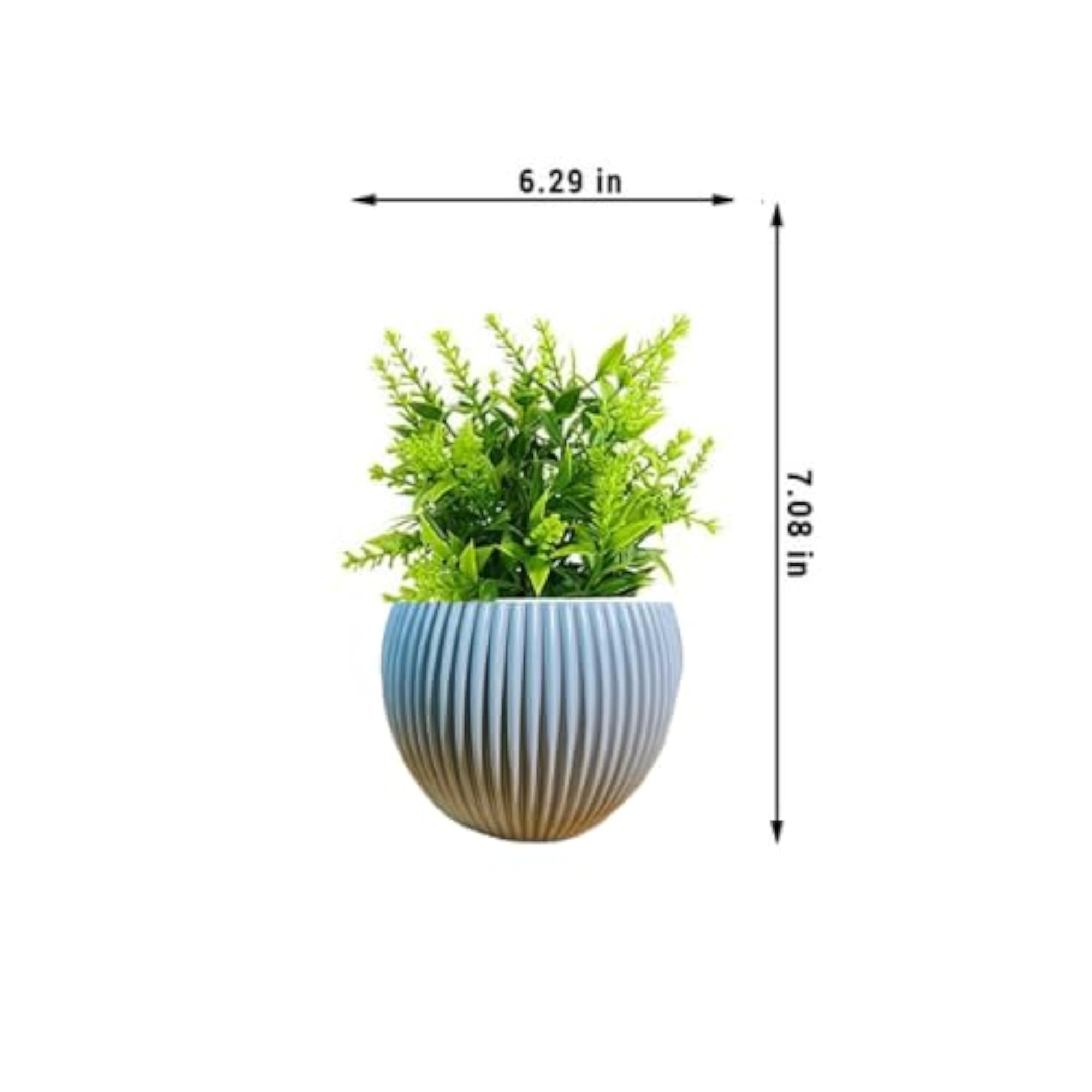Decorative Ribbed Pots with Artificial Plants, Set of 4