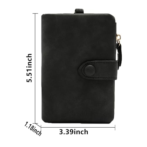 Womens Small Leather Wallet, RFID Bifold Ladies Wristlet with Card Slots id Window Zipper Coin Purse4