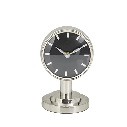 Deco 79 Stainless Steel Small Clock, 4 x 4 x 7, Silver