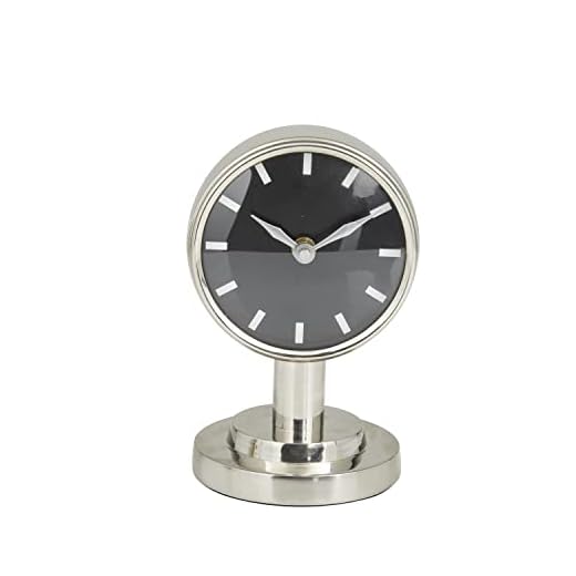 Deco 79 Stainless Steel Small Clock, 4" x 4" x 7", Silver
