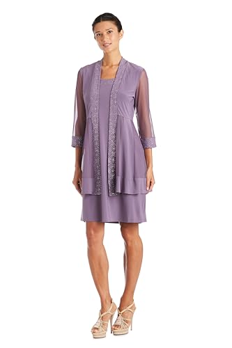 Image of R&M Richards Women's 2-Piece Jacket Dress Set | Knee Length Sheath W / 3 /4 Sleeve Jacket | Mother of The Bride Cocktail Party