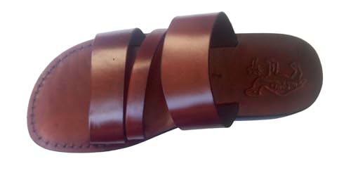 LION OF JUDAH MARKET Biblical Style 10 Unisex Adults Genuine Leather Flip Flops Jesus Sandals - Main Image