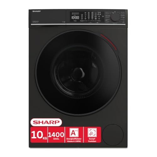Sharp Waschmaschine ES-WNFL014CMDA-DE – 10 kg – 1400 U/min – Energieklasse A – Inverter Motor – WiFi – AquaStop – Dampf ...