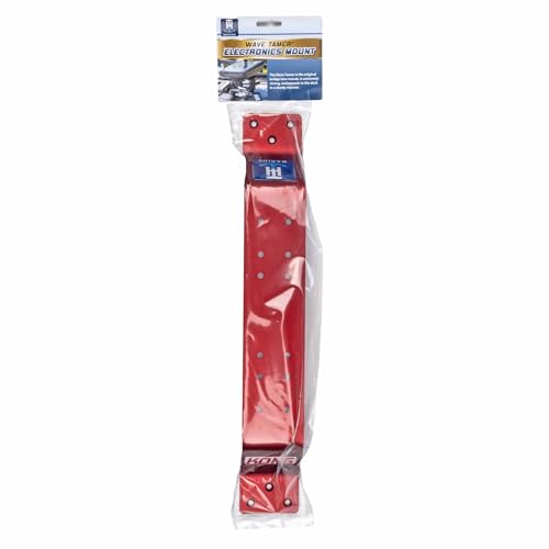 Image of T-H Marine Kong Wave Tamer Bow Mount Sonar Bracket - Heavy Gauge Aluminum, Universal Fishfinder Electronics Mount, Over Trolling Motor Pedal Bracket, Durable Anodized Finish, Red, 18.5 inch