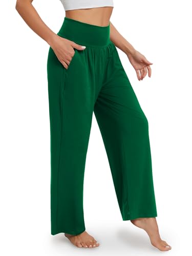Image of Gracyoga Wide Leg Yoga Pants for Women Casual Loose Cozy Sweatpants High Waisted Lounge Pajama Flowy Pants With Pockets