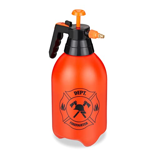 Relaxdays Feuerlöscher Wasserspritze Kinder, 3 l Wassertank, Feuerwehrmann Spielzeug, Wasserpistole für Sommer, orange