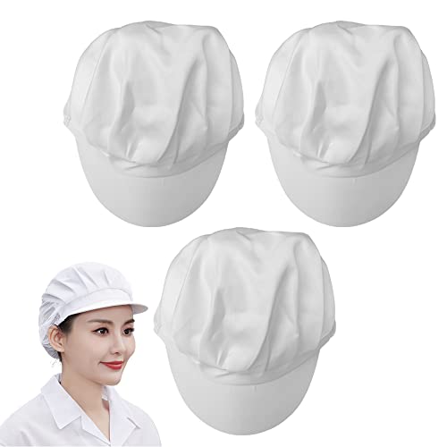 Newaner Béret de Cuisinier Chapeau de Cuisine Unisexe avec Maille Travailler pour Atelier Usine Cuisine Restauration Boulangerie(3 Pcs)