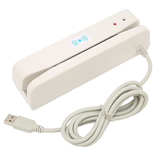 Lector de Tarjetas Magnéticas, Lector de Tarjetas de Banda con Cable USB, Lector de Tarjetas de Crédito Profesional para Sistema Bancario, Deslizamiento Bidireccional