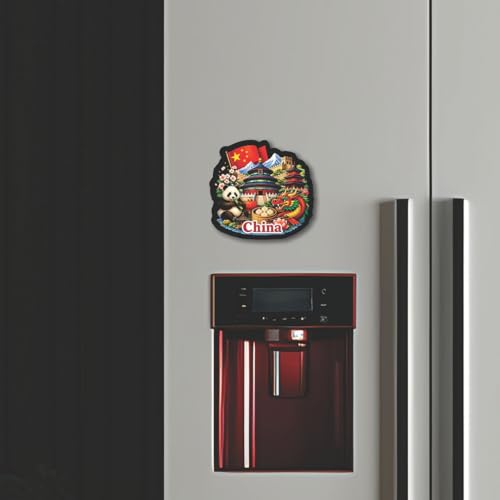 Image of CVANU China Country Landmark Theme 2pcs MDF Fridge Magnet - Wooden Travel Souvenir Refrigerator Decorative Collectible Magnet