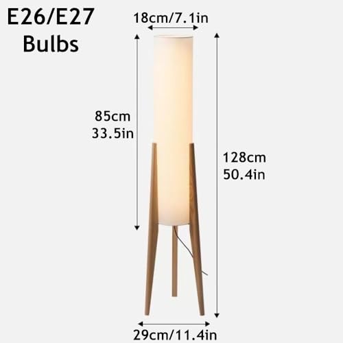 Lampada da terra con treppiede in legno, paralume regolabile E26, in lino, luce dimmerabile, per soggiorno, camera da letto, ufficio, divano, angolo lettura, arredamento moderno