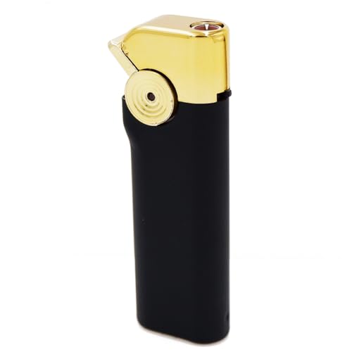 Image of Windproof Jet Flame Refillable Slide Button Cigarette Lighter Pocket Lighter (Golden-Black)