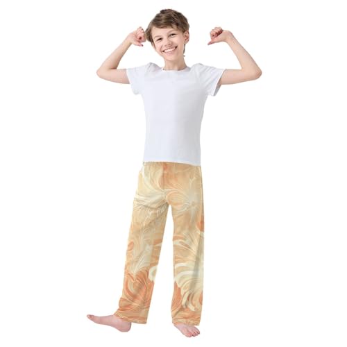 Boys' Pants Sunset Color Flowers Stripes Long Bottoms Jogger Pants Elastic Waist Trousers with Pockets S-XL2