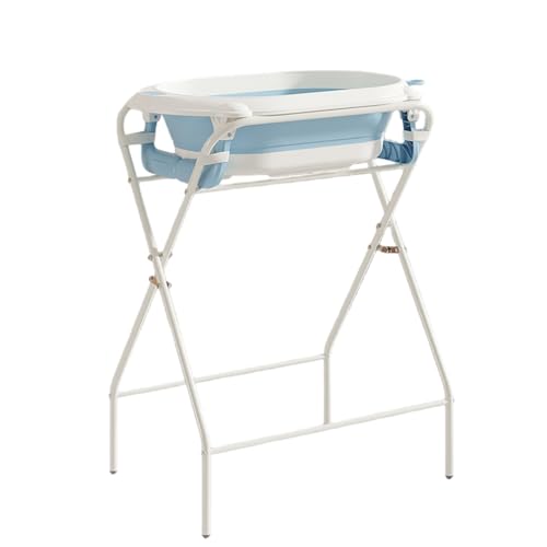 Luulife ベビーバス台 沐浴スタンド ベビーバスラック ハイスタンドを装備 折り畳み 50kg耐荷重 持ち運び便利 スペースを節約 新生児に適しています 屋内でも屋外でも使用可能 (ブルー)