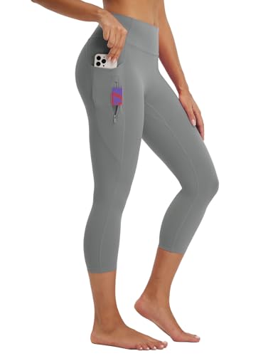 Baleaf High-Waist Capri Leggings with 3 Pockets (21" Inseam)