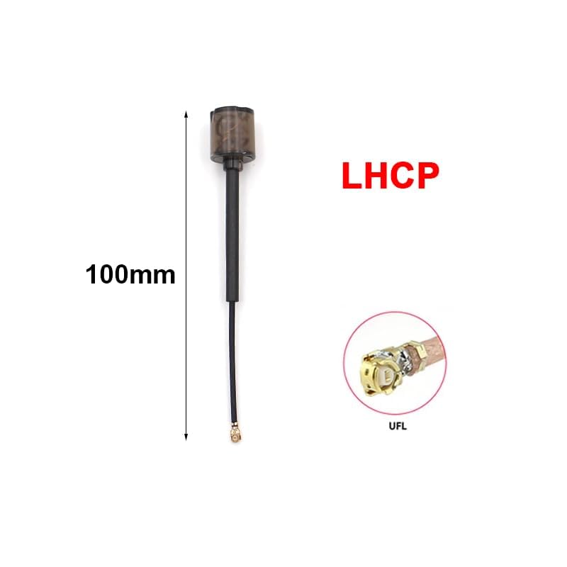 Sparkhobby RHCP/LHCP 5.8G 2.8dBi MINI FPV Antenna SMA/RP-SMA/MMCX-Straight/MMCX-Angle/UFL for RC Transmitter Receiver Drones DIY(L 100mm UFL Black)