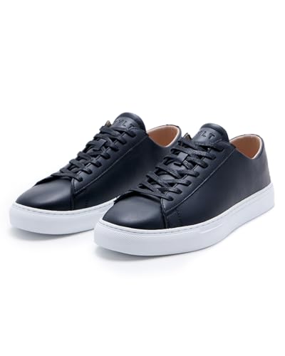 Image of Men's Everyday Sneakers - Casual Lace-Up Shoes with Rubber Sole, Lightweight Leather Footwear, Walking Comfort, Travel Ready