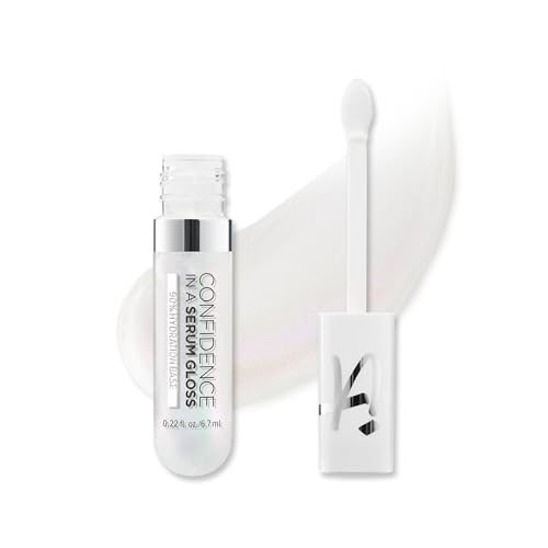 IT Cosmetics Confidence in a Serum Gloss, brillo labial hidratante con ácido hialurónico, suaviza y suaviza los labios, acabado de alto brillo no pegajoso, seguro de sí mismo, 0.24 onzas líquidas
