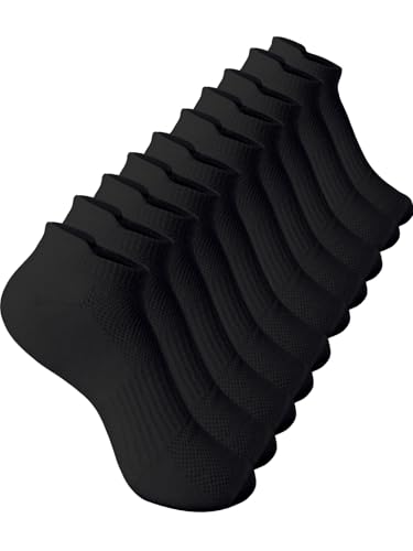 CHANCALCAL 10 Pairs Kids Socks for Boys Girls Ankle Athletic Low Cut Socks Half Cushioned Crew Cotton No Show Sock 10-12 Years Black