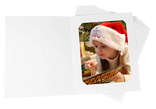 Golden State Art, Cardboard Photo Folder for 8x10/6x8 (Pack of 25) Cut Corners GS010 White Color