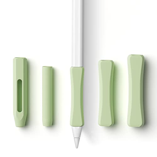 5 Pack Pencil Grips Compatible with Apple Pencil 2nd Generation/USB-C/Pro Silicone Ergonomic Design Sleeve Holder((Mint Green)