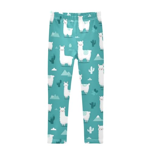 Vdsrup Girls Leggings Alpaca Kids Ankle Length Leggings Pants Athletic Yoga Pants Cute Green Toddler Tights Trousers 4T