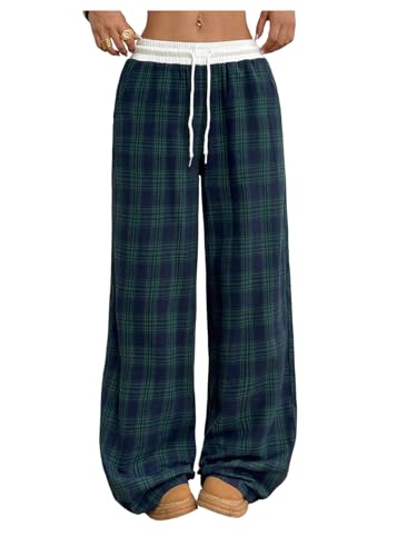 Image of SOLY HUX Women's Plaid Checkered Pants Flannel Pajama Pants with Pockets