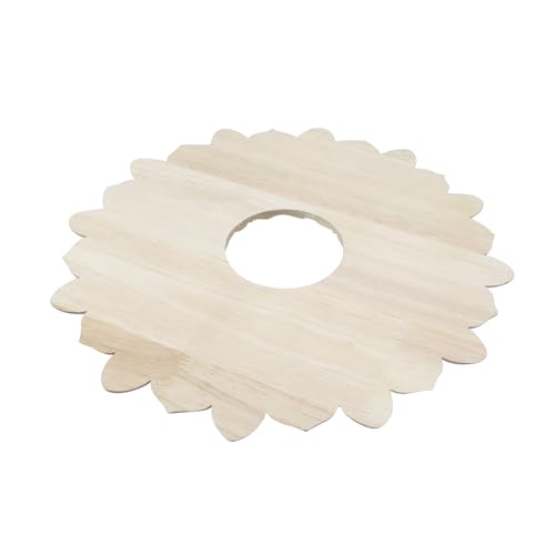Image of Wooden Ceiling Fan Medallion Molded Wood Carved Flower Light Ceiling Cover Lighting Ceiling Medallion Home Decorative for Light Fixtures Ceiling Fans Chandeliers, 12 inch OD x 3.15 inch ID