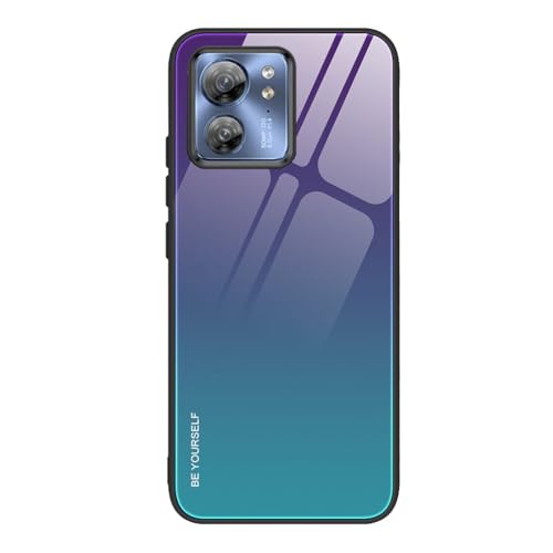 Cover per Motorola Edge 40 Custodia Protettiva Ultra Sottile ed Vetro a Colori Sfumato AntiGraffio Antiurto Case elegante silicone tpu blu