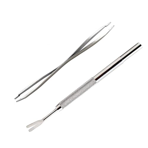 ifundom 2 Piezas Kit de Herramientas Inoxidable para Eliminar Garrapatas y Pulgas Mascotas Pinzas de Doble para Perros y Gatos y Portátil para Exteriores