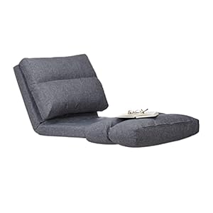 Relaxdays Gris Chaise Longue Fauteuil Relax Matelas Pliant Dossier réglable Rembourrage Coussin d’intérieur Pouf 194 cm, 13 x 60 x 194 cm