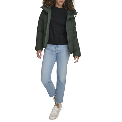 DOCKERS Women's Water Resistant Quilted Bubble Puffer Jacket with Hood2