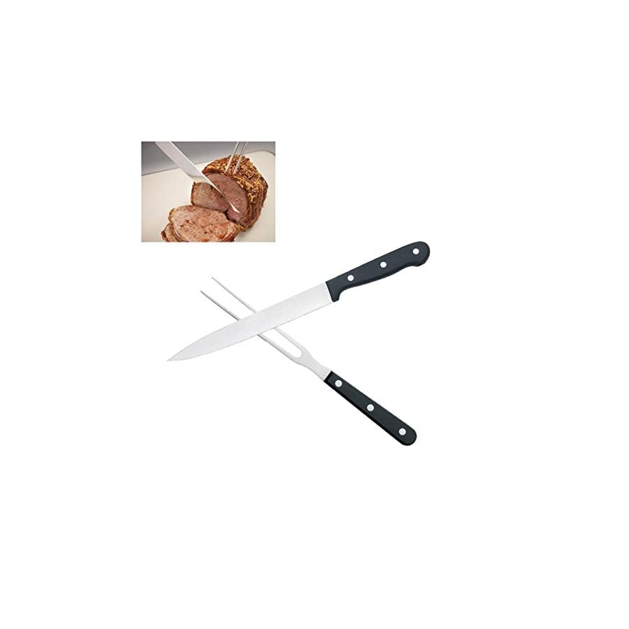 Carving-Knife-Set-for-Meat-Turkey-Set-of-2-Stainless-Steel-Carving-Fork-Guard-and-Slicer-Home-Gourmet-BBQ-Tools-Cutlery-Knives-for-Brisket-Meat-Roast-Ham Carving Knife Set for Meat Turkey, Set of 2 Stainless Steel Carving Fork Guard and Slicer Home Gourmet BBQ Tools Cutlery Knives for Brisket Meat Roast Ham