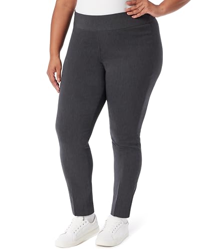 Gloria Vanderbilt Women's Pull on Trouser Mid Rise Slim Straight Leg Pant with Tummy Control Plus