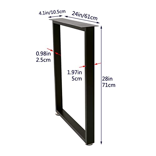 DR.IRON Metal Black Table Legs 28''H*24''W, Heavy Duty Desk Legs for Dinning, Coffee, Kitchen Table (Without Boards), Set of 2