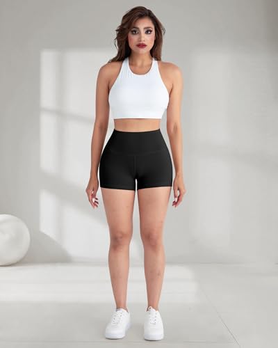 Spandex Yoga Shorts for Women – 3" High Waisted Tummy Control Workout Running Athletic Biker Shorts3