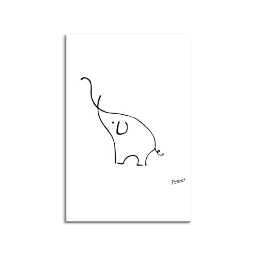 ポスター ピカソ 動物 猫 絵画 玄関 インテリア 壁掛け絵画 雑貨 写真 風水 玄関 絵画 アートポスター フレーム付き (E,50x70cm)