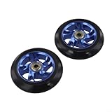 100Mm Stunt Scooter Wheels Pair With Bearing And Aluminum Alloy Hub, Polyurethane Anti-Slip Tire, Upgraded Scooter Wheels, 2-Pack Replacement For Pro Scooters,