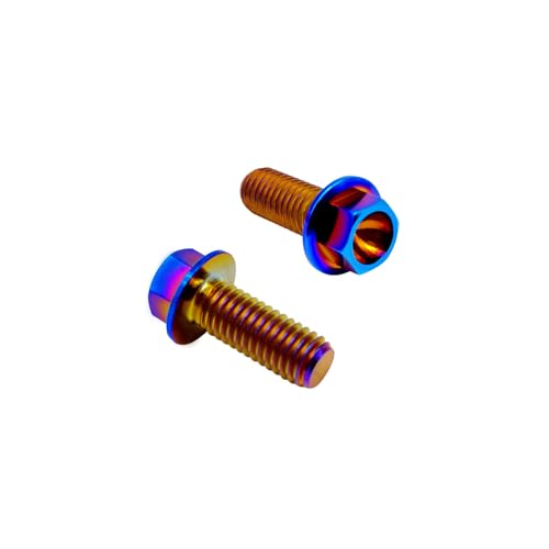 Image of Rison Titanium Flanged Hex Head Bolt M6x1.0x12mm 6AL4V Aerospace Grade Ti Bolt Burnt Blue - Pack of 5