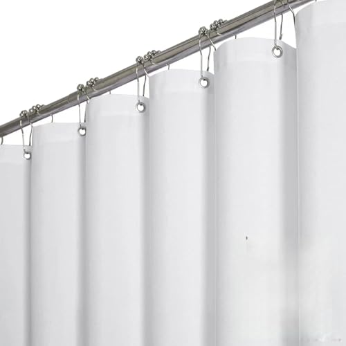 BTTN Duschvorhang Stoff Weiß 90x200 cm, Schmale Leinen Textur...