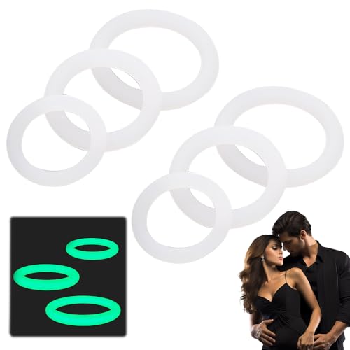 GNALIA 6 Piezas Juguetes Eróticos Para Parejas Sexuales, Anillos Pene Apilables Fosforescentes, Diámetros 23Mm 25Mm 30Mm