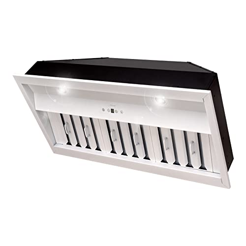 Akicon 36 Inch Range Hood Insert, Ultra Quiet Stainless Steel Ducted Insert/Built-in Kitchen Vent Hood with Powerful Suction, Dimmable LED Lights and Dishwasher Safe Filters, 600 CFM (Satin White)