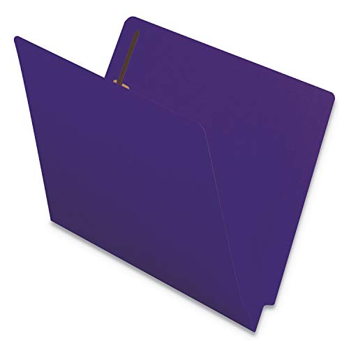 Image of Smead End Tab Fastener File Folder, Shelf-Master Reinforced Straight-Cut Tab, 2 Fasteners, Letter Size, Purple, 50 per Box (25440)