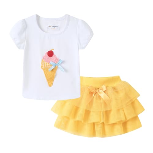 Image of Mud Kingdom Girls Tutu Skirt Set Cute 3D Flower 2 Piece Outfit
