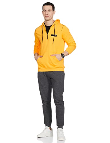Image of Spykar Men's Cotton Hooded Neck Sweatshirt(167247 Yellow L)