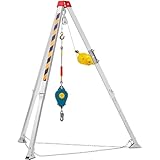 Happybuy Confined Space Tripod Kit, 7' Legs, 98' Cable, 32.8' Fall Protection, 1200 lbs Winch, Harness, and Storage Bag for Rescue Operations