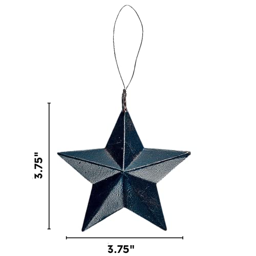 Rustic Barn Star Christmas Tree Ornaments (12 Set) 4" Western Galvanized Tin Barn Star Ornaments For Christmas Tree, Farmhouse Cowboy Country Cabin Style Ornaments Tree Decorations By 4E's Novelty #TOP3