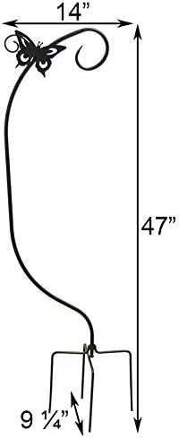 Panacea 88197 Staked Basket Hangers with Butterflies, Black, 4'H Each, Pack of 2