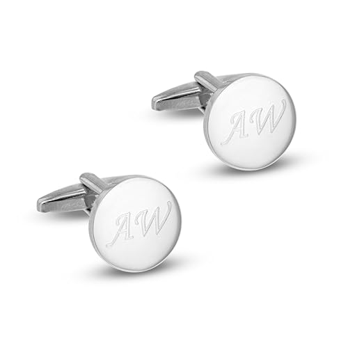 Image of HURLEY BURLEY LONDON Personalised Silver Round Cufflinks for Men